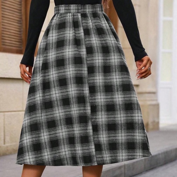 Plaid Print Stretchy High Waist Skirt - Picture 6 of 10